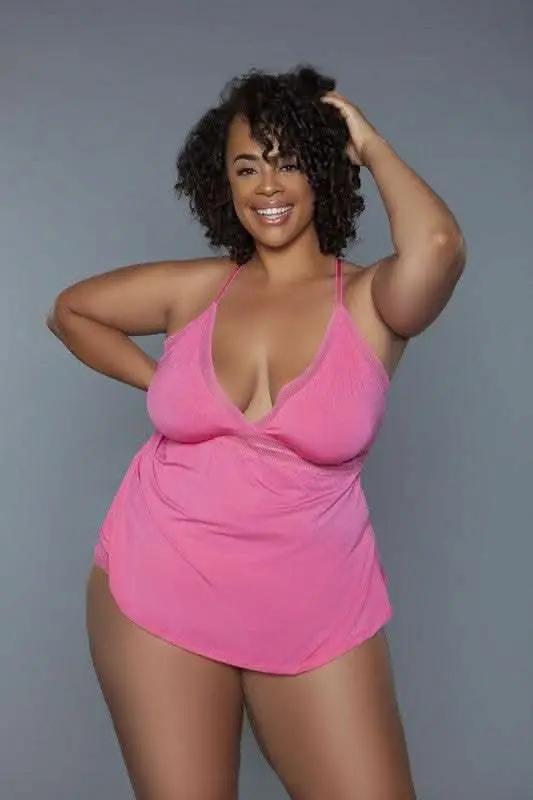 Shorts Premium BE WICKED Piper Cami Set, Coral, Size 1X - Women's Lingerie Sleepwear