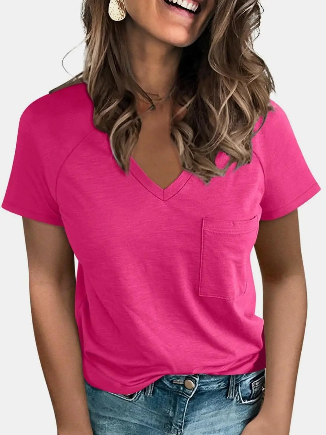 T-Shirts Trendsi just arrived - V-neck tee with pockets - comfy fit