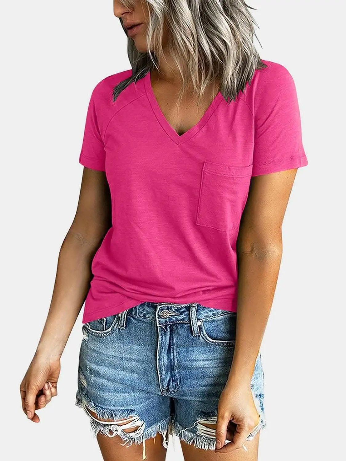 T-Shirts Trendsi just arrived - V-neck tee with pockets - comfy fit