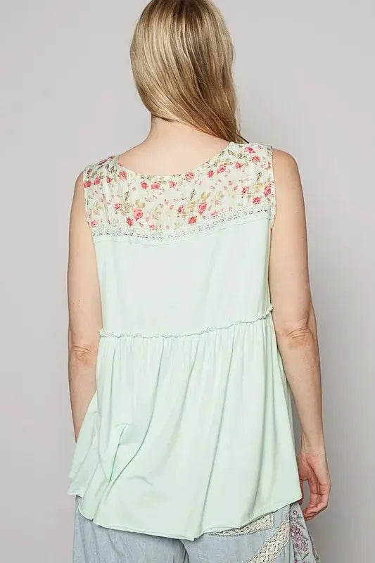 Jackets Trendsi Lace Floral Top Women's Spring/Summer V-Neck Sleeveless Shirt