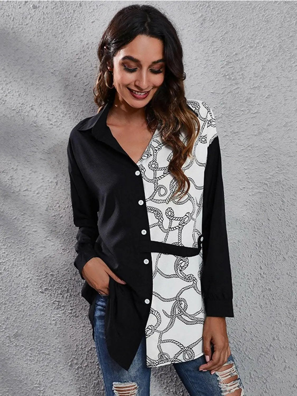 Accessories Trendsi just arrived - Chic graphic print blouse, collar