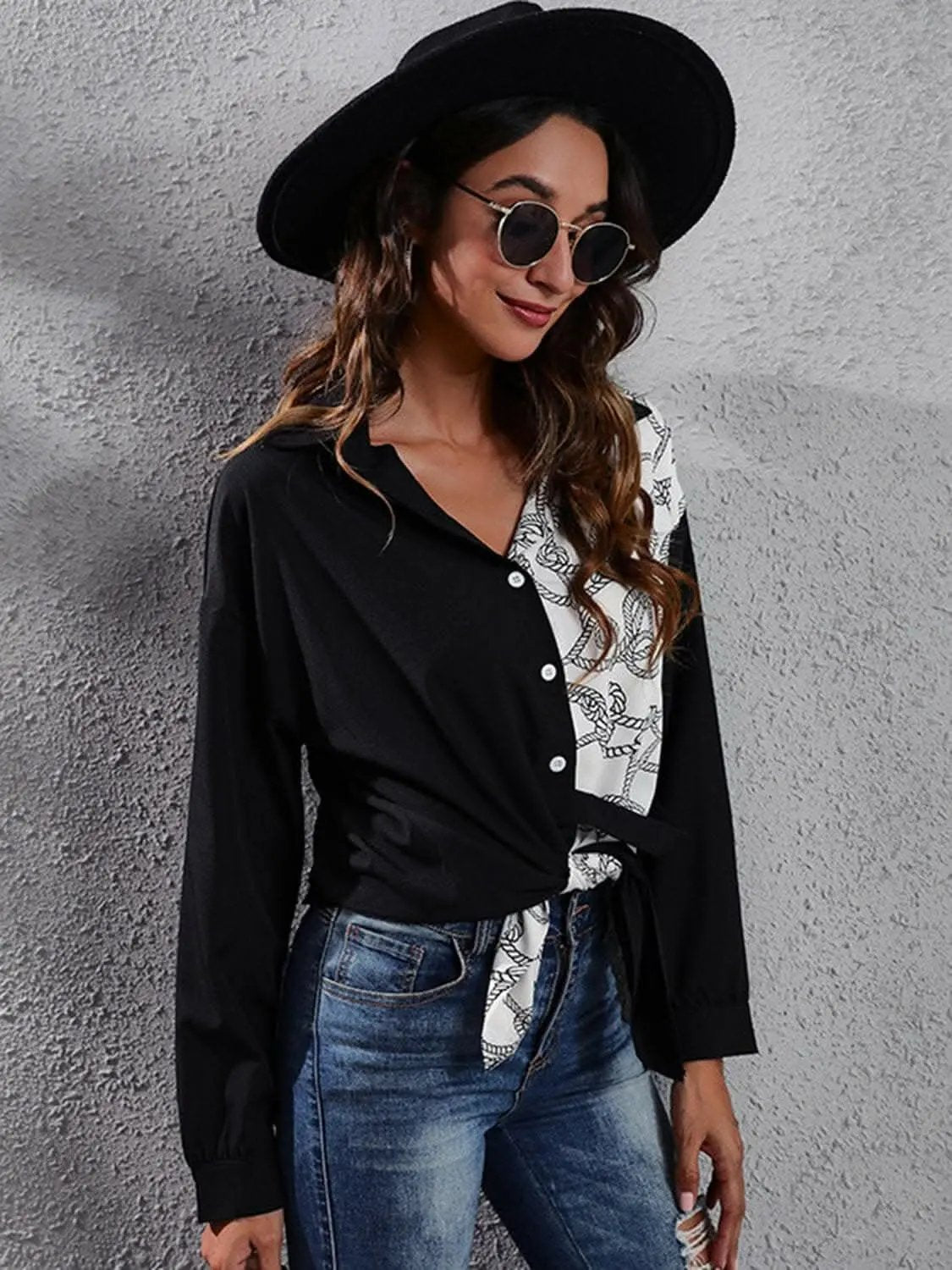 Accessories Trendsi just arrived - Chic graphic print blouse, collar