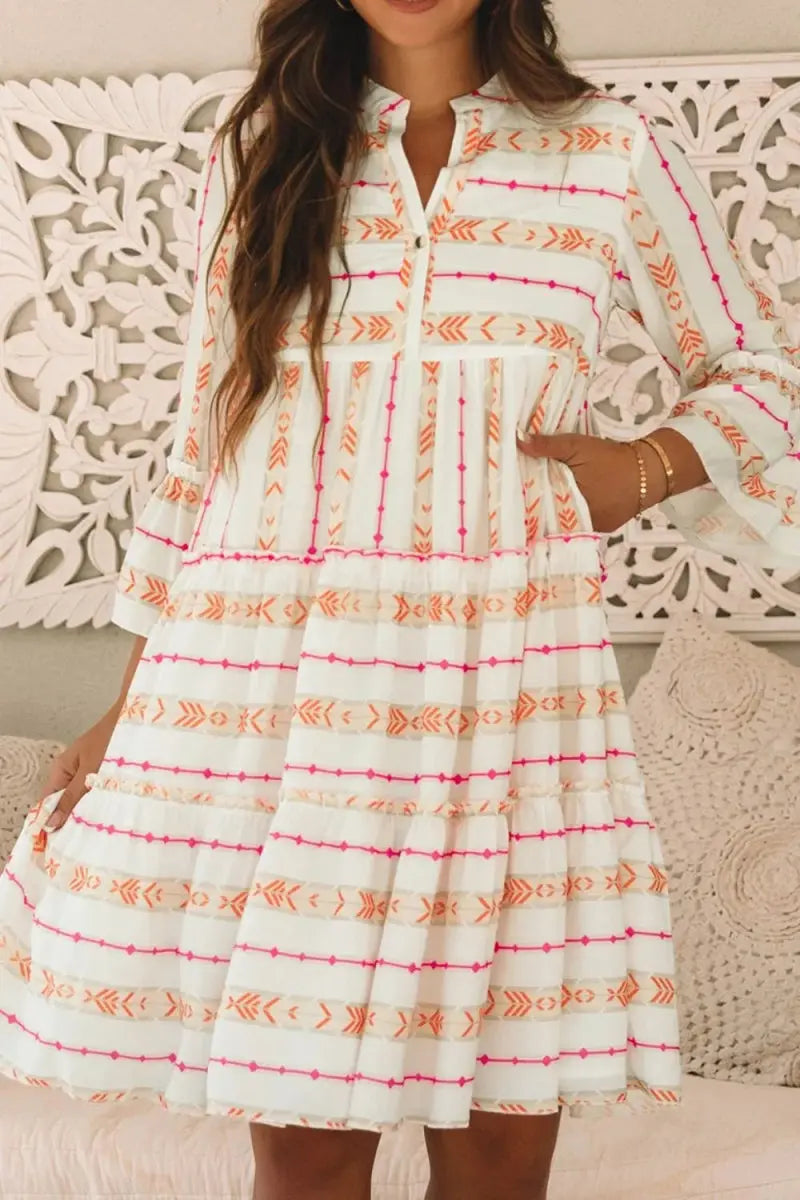Dresses Trendsi Printed Ruffle Dress Women's Casual Loose Fit Dress - Effortless Style