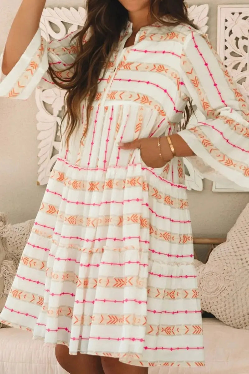 Dresses Trendsi Printed Ruffle Dress Women's Casual Loose Fit Dress - Effortless Style