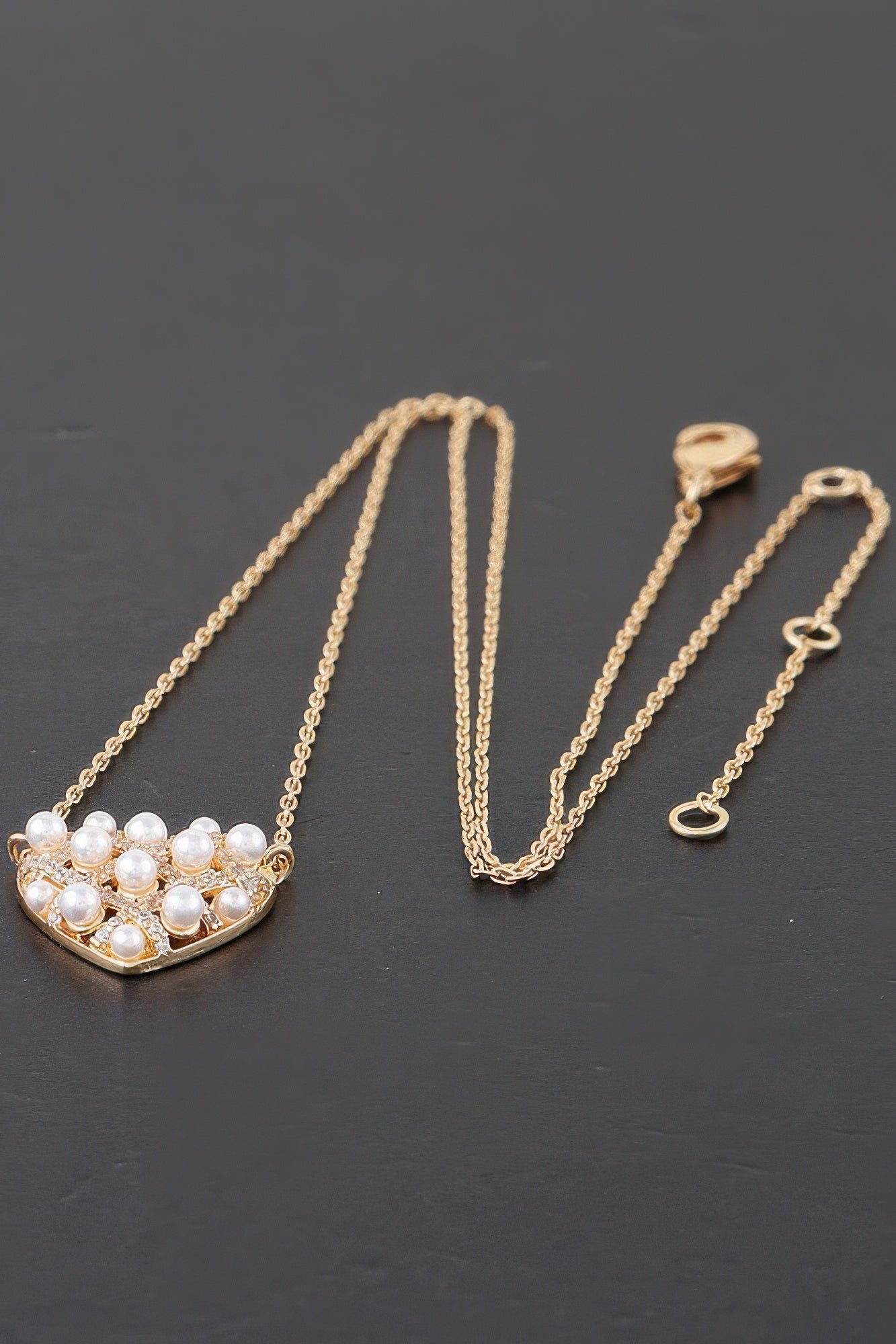 Quilted Pearl Heart Necklace