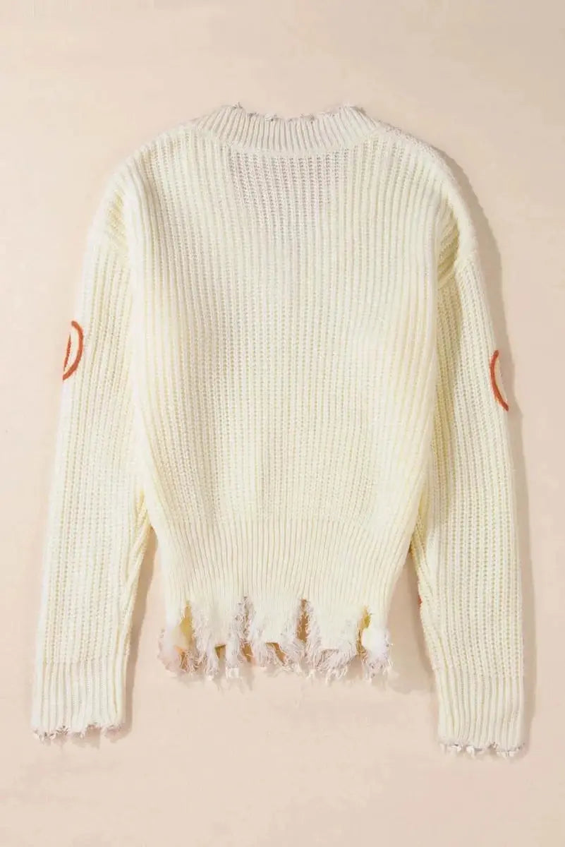 Sweaters Trendsi Raw Hem Pumpkin V-Neck Women's Fall Sweater - Cozy & Trendy