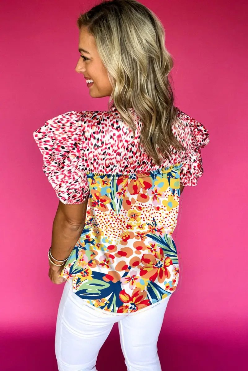 Women's Blouse - Floral Print Ruffle Sleeve - Southern Belle Top