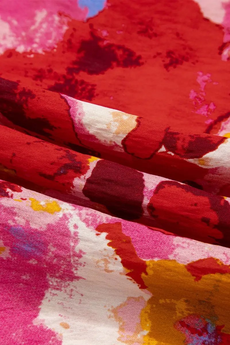 Pants Love Salve Red Ruffle Blouse Women's Daily Abstract Print Southern Belle Top: Summer Ready