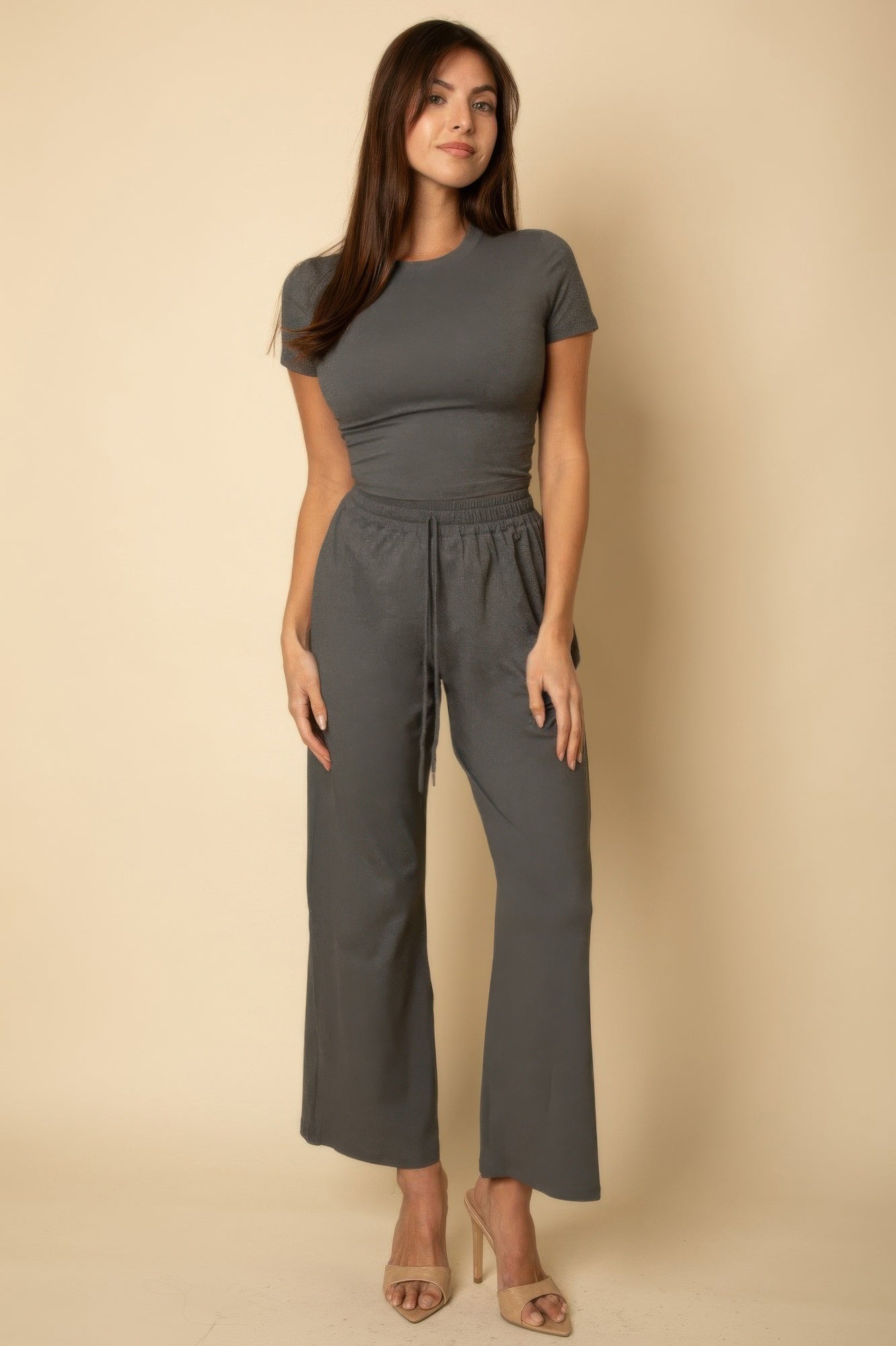 Relaxed Fit Top And Wide-leg Pants Set