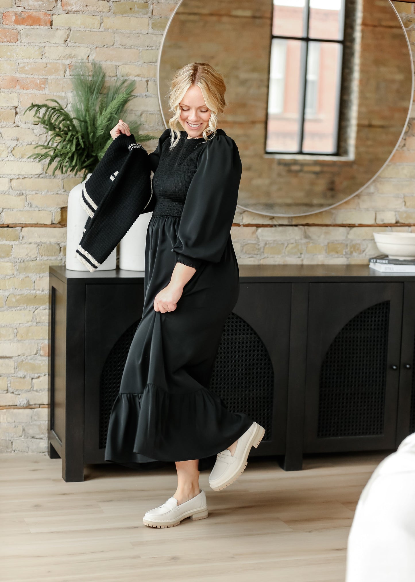 Renee Smocked Bodice Long Sleeve Maxi Dress