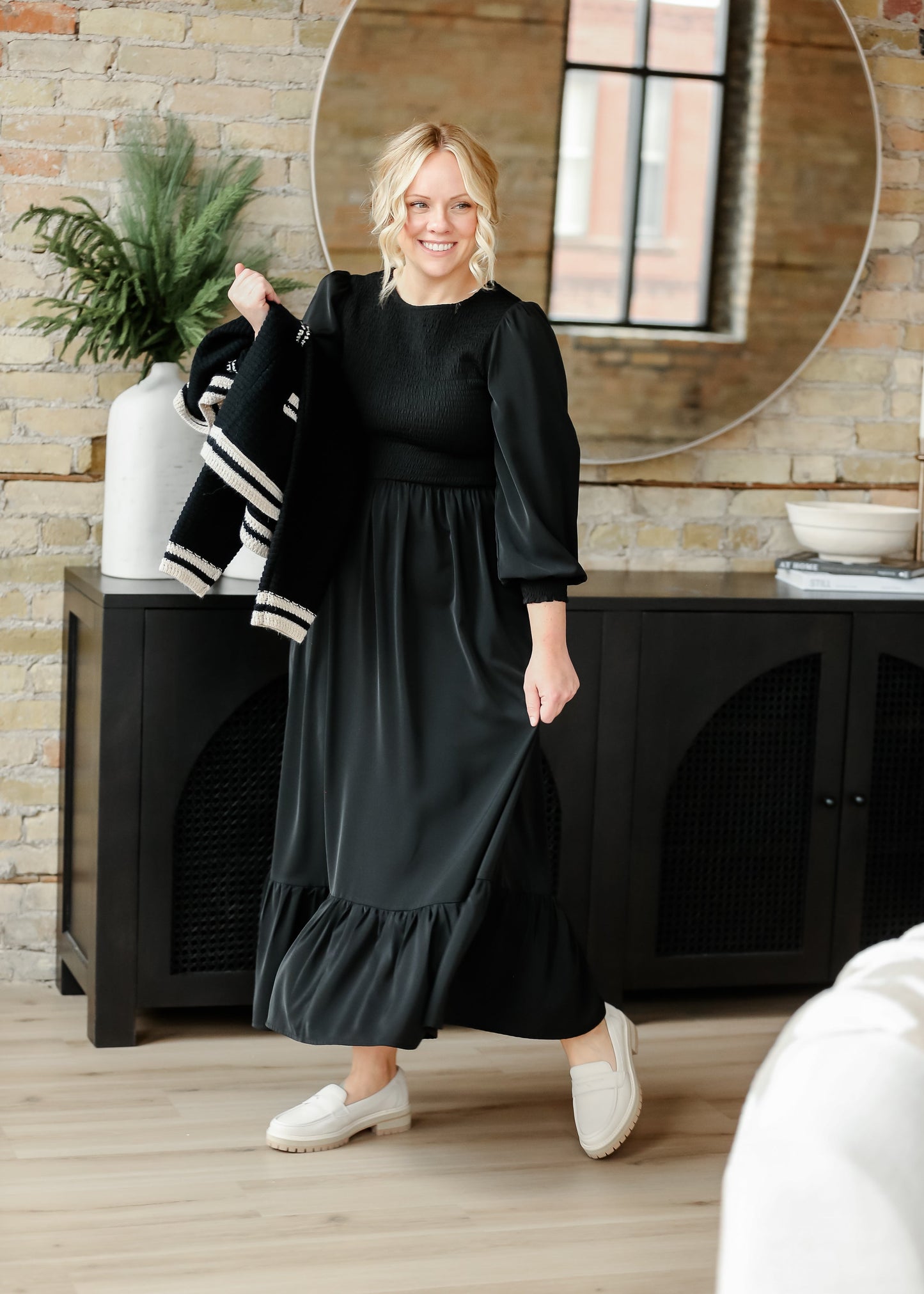 Renee Smocked Bodice Long Sleeve Maxi Dress