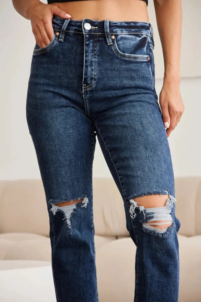 Shoes Trendsi Distressed Jeans Women's Tummy Control Denim Everyday Wear Slimming Fit