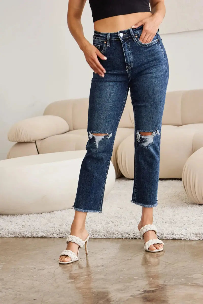 Shoes Trendsi Distressed Jeans Women's Tummy Control Denim Everyday Wear Slimming Fit
