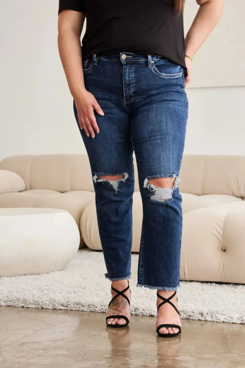 Shoes Trendsi Distressed Jeans Women's Tummy Control Denim Everyday Wear Slimming Fit
