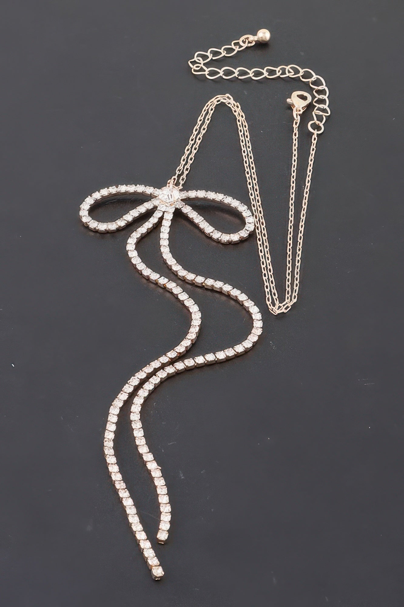 Rhinestone Bow Necklace