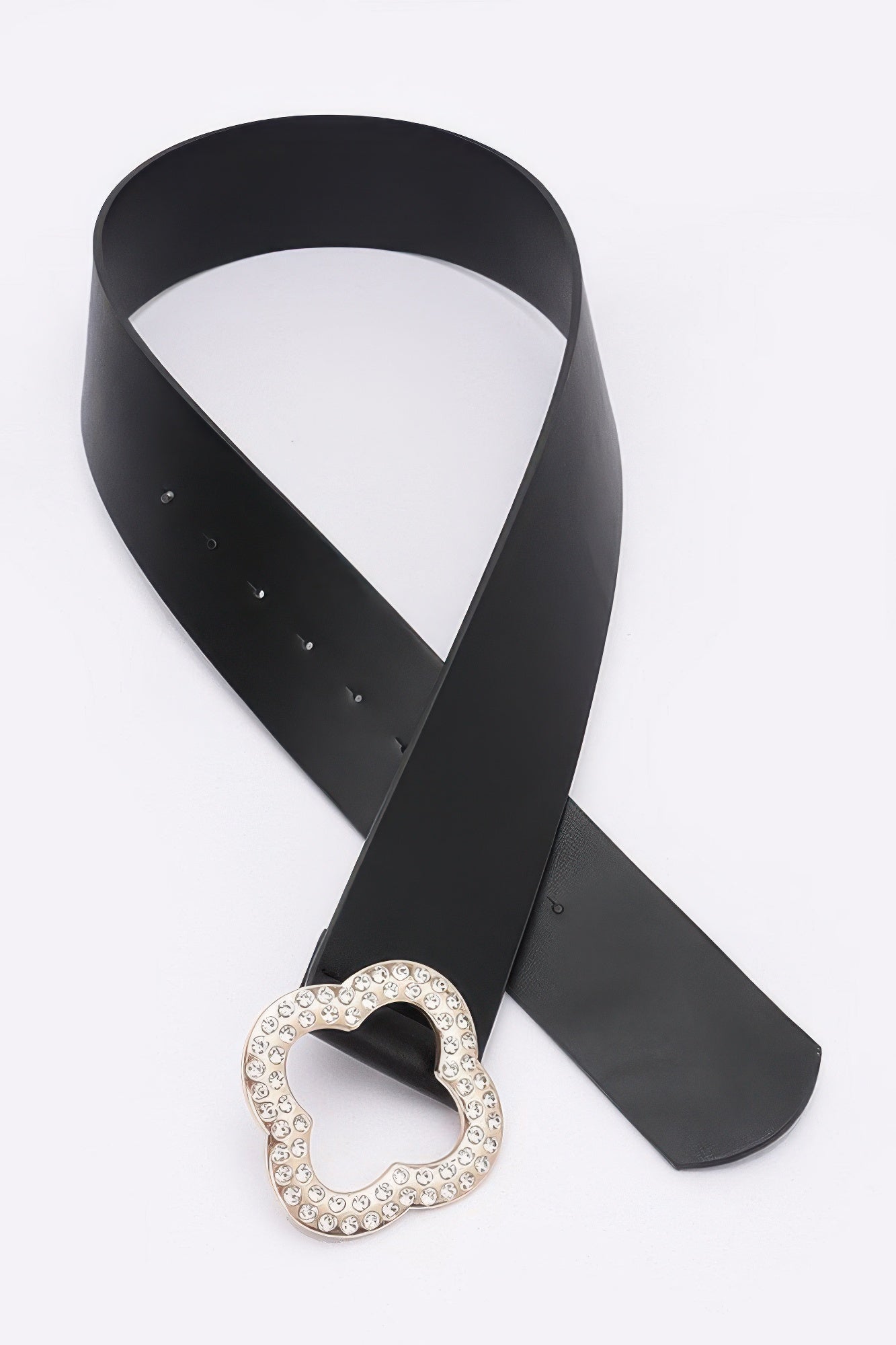 Rhinestone Metal Buckle Metallic Stretch Belt