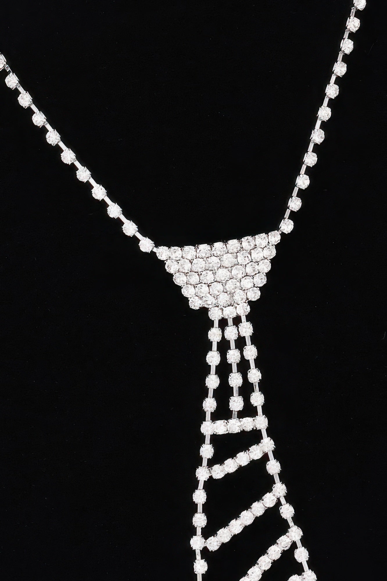Rhinestone Necktie Necklace