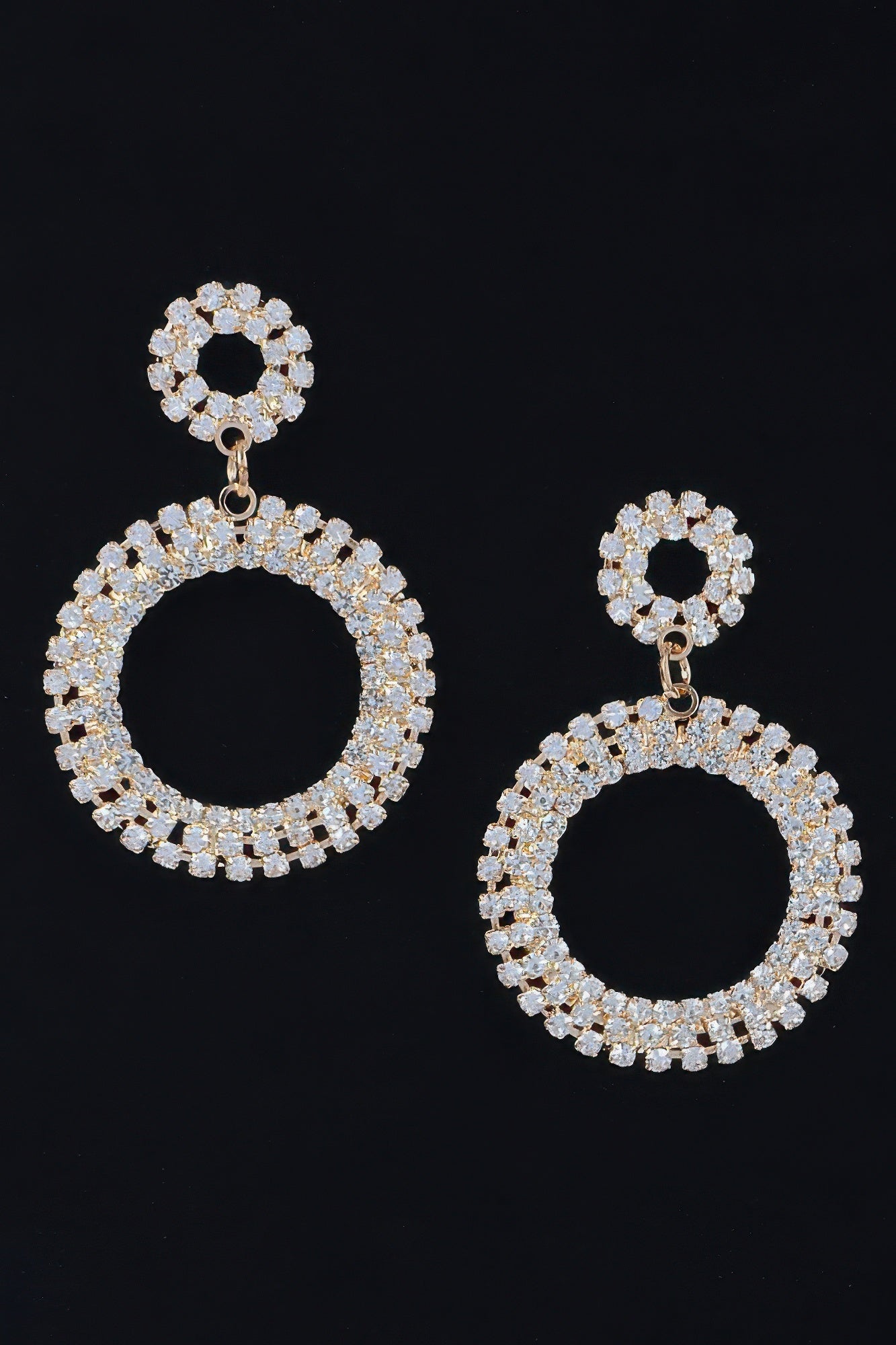 Rhinestone Round Circle Dangle Earrings