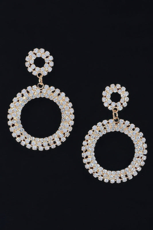 Rhinestone Round Circle Dangle Earrings