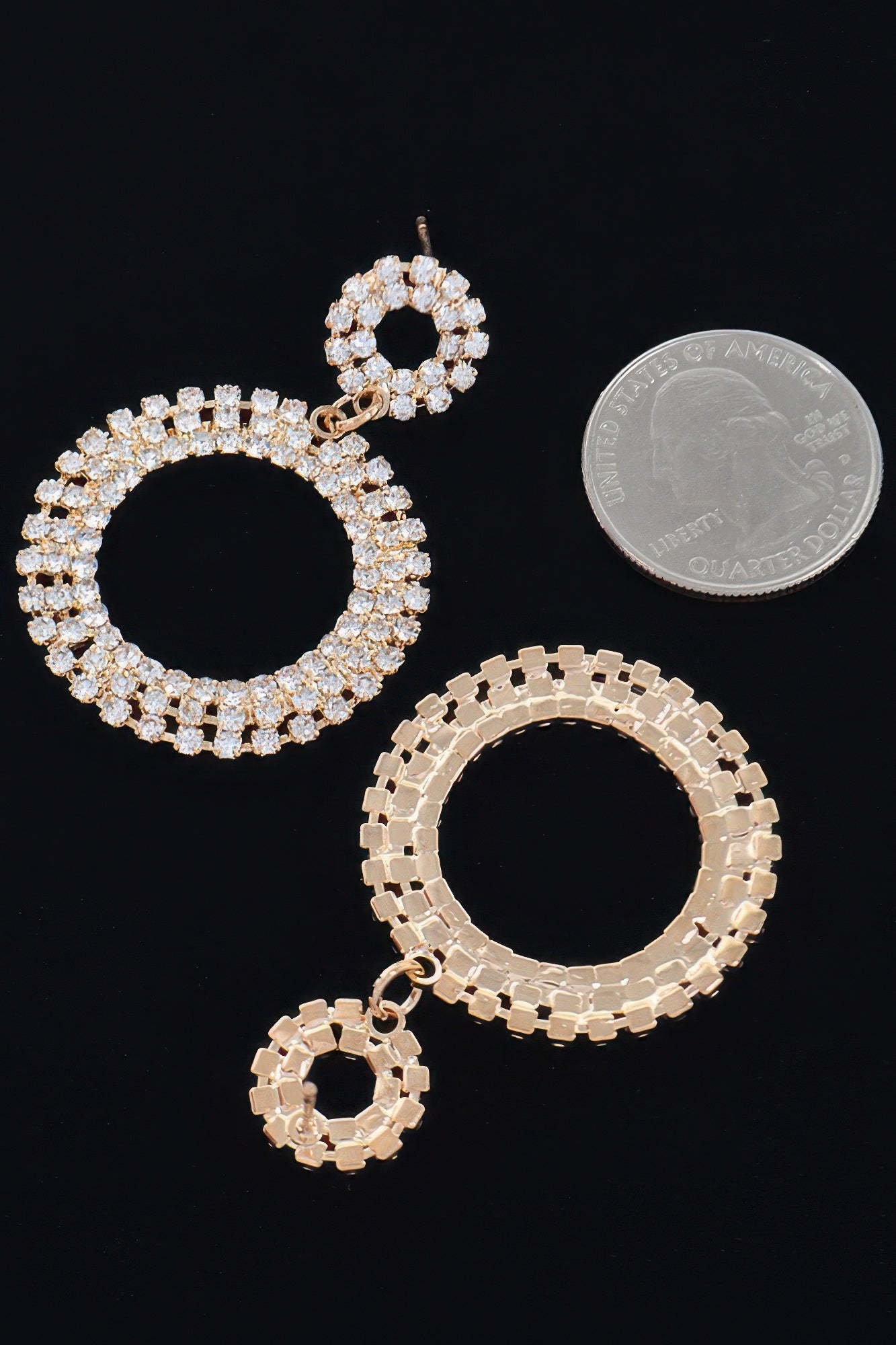 Rhinestone Round Circle Dangle Earrings