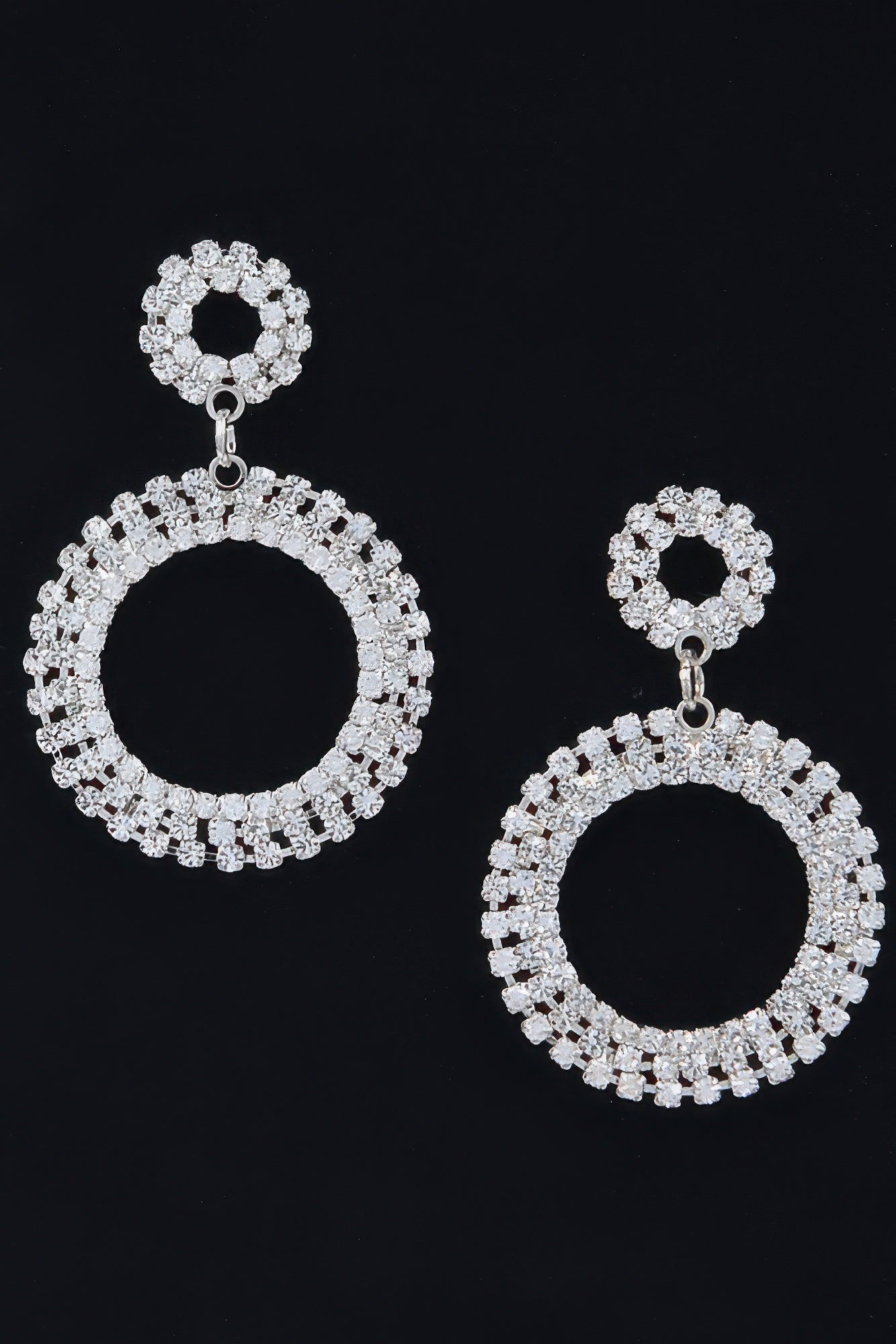 Rhinestone Round Circle Dangle Earrings