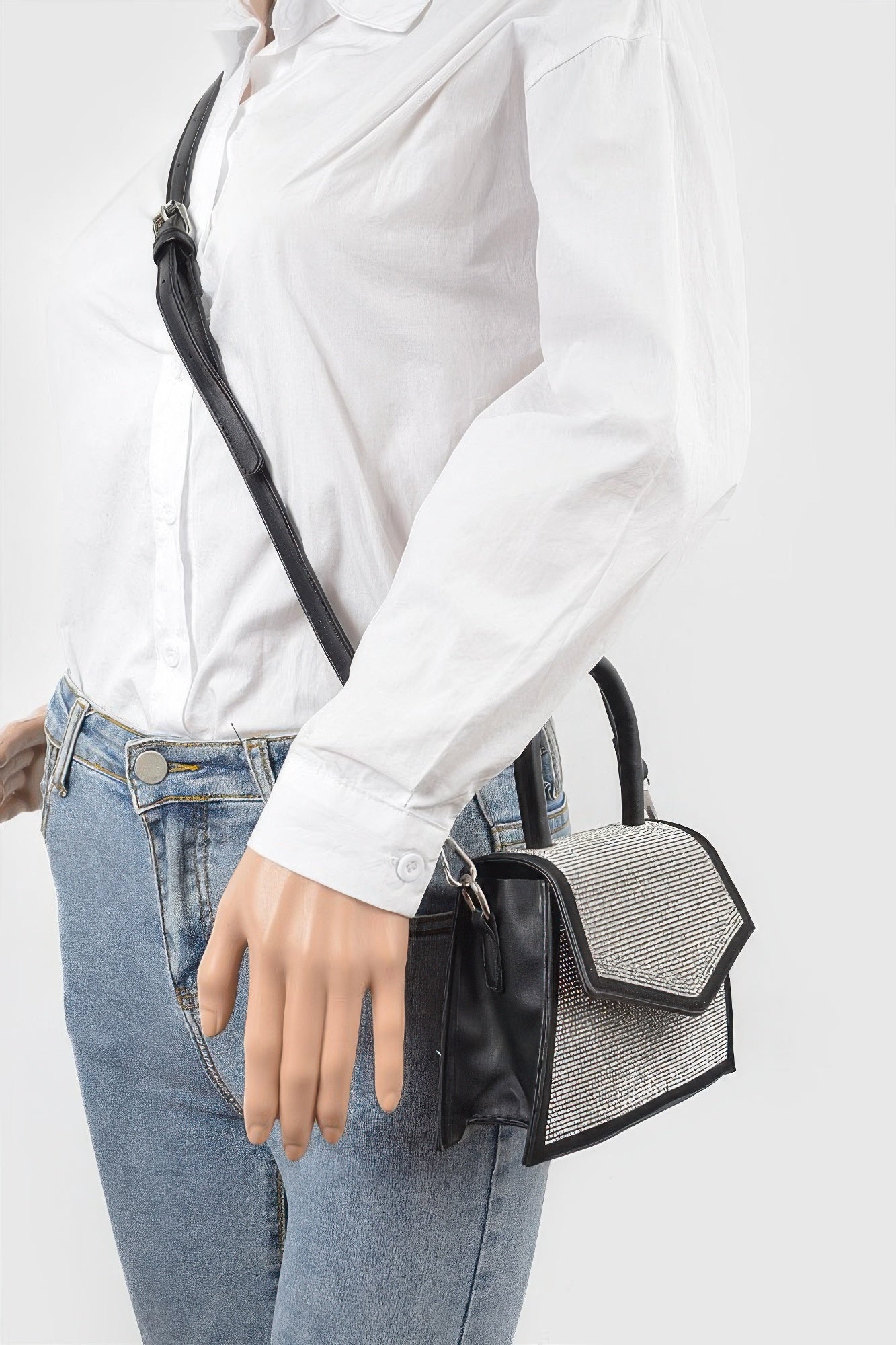Rhinestone Top Handle Crossbody Bag