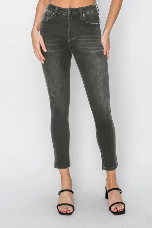 T-Shirts Trendsi RISEN High Rise Skinny Jeans Women's USA Made Denim Stretch Fit