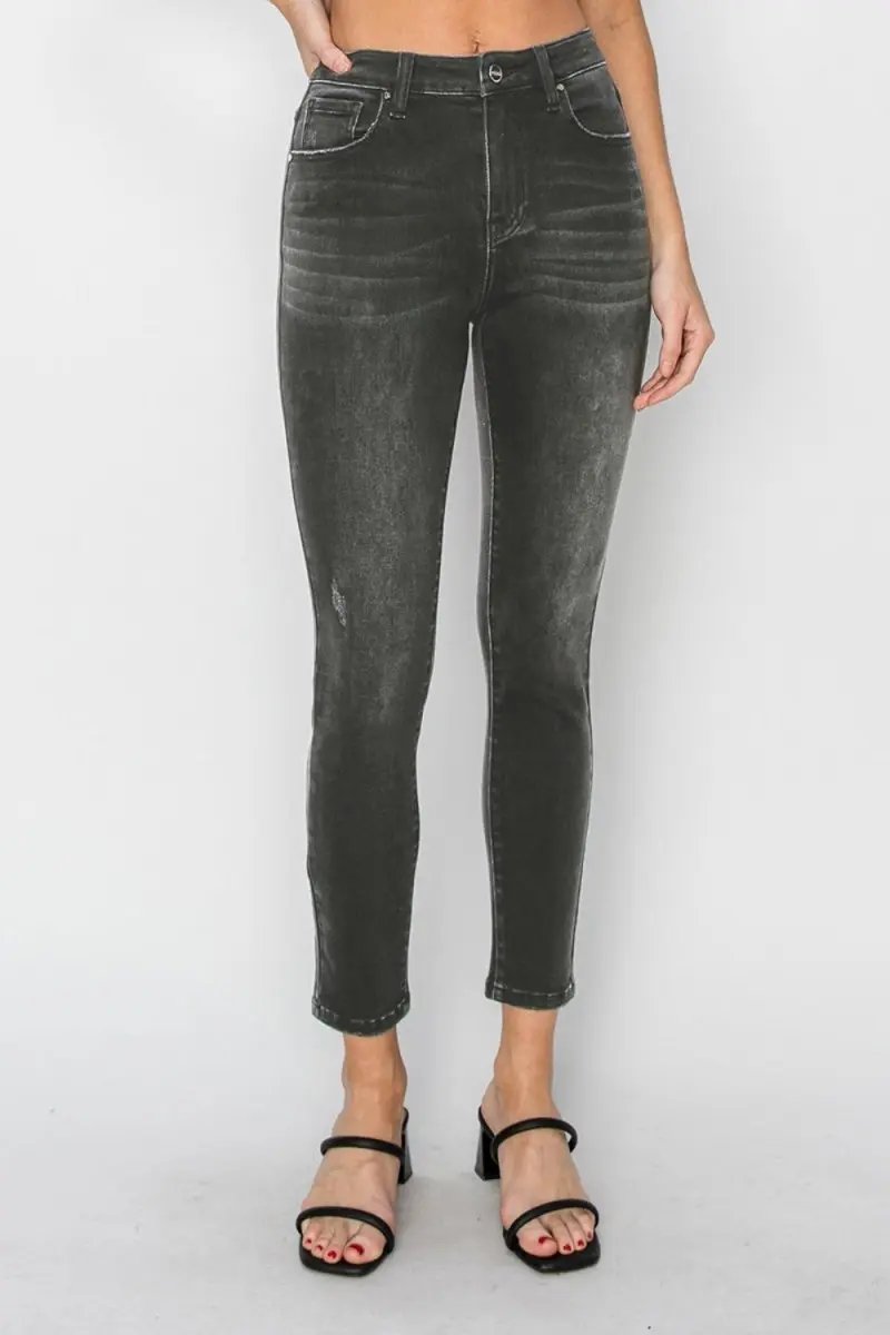 T-Shirts Trendsi RISEN High Rise Skinny Jeans Women's USA Made Denim Stretch Fit