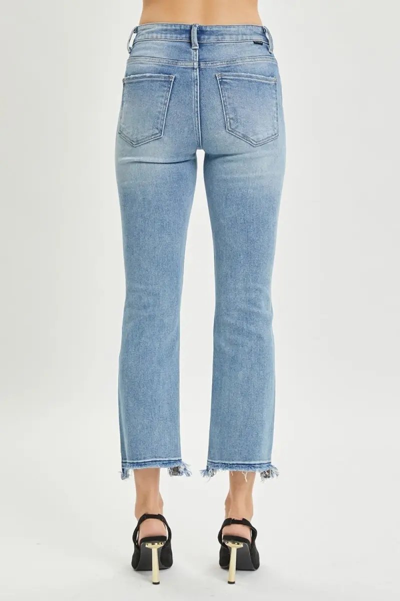 Sweaters Trendsi RISEN Distressed Jeans Women's High Rise Cropped Straight Leg Denim