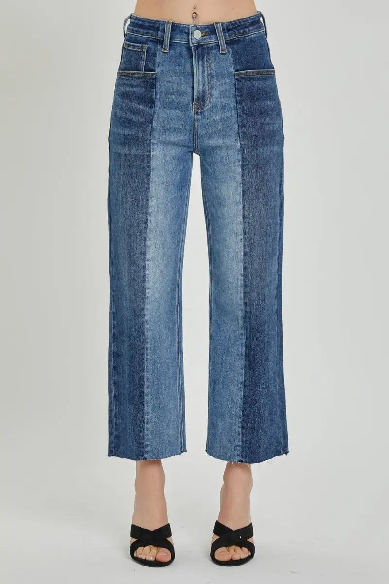 Jackets Trendsi RISEN Two-Tone Jeans Women's Casual Denim Mid-Rise with Pockets USA Ship