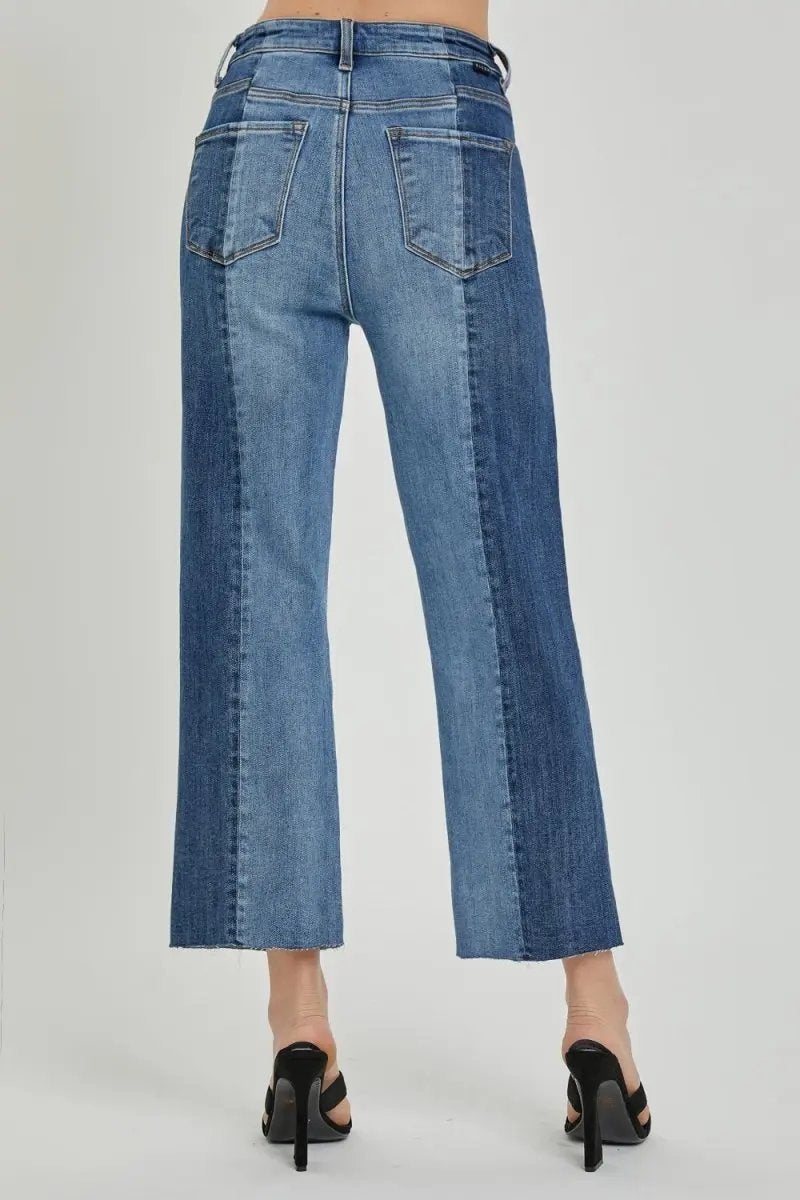 Jackets Trendsi RISEN Two-Tone Jeans Women's Casual Denim Mid-Rise with Pockets USA Ship