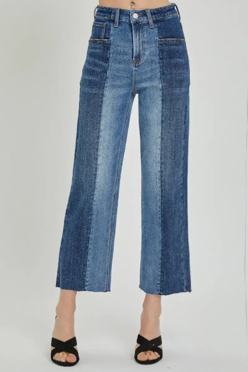 Jackets Trendsi RISEN Two-Tone Jeans Women's Casual Denim Mid-Rise with Pockets USA Ship
