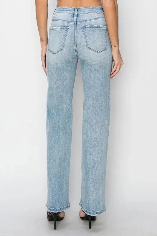 T-Shirts Trendsi High Rise Straight Jeans Women's Everyday Denim Slimming Fit