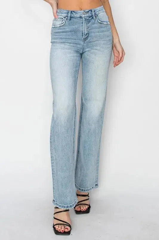 T-Shirts Trendsi High Rise Straight Jeans Women's Everyday Denim Slimming Fit