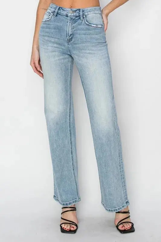T-Shirts Trendsi High Rise Straight Jeans Women's Everyday Denim Slimming Fit