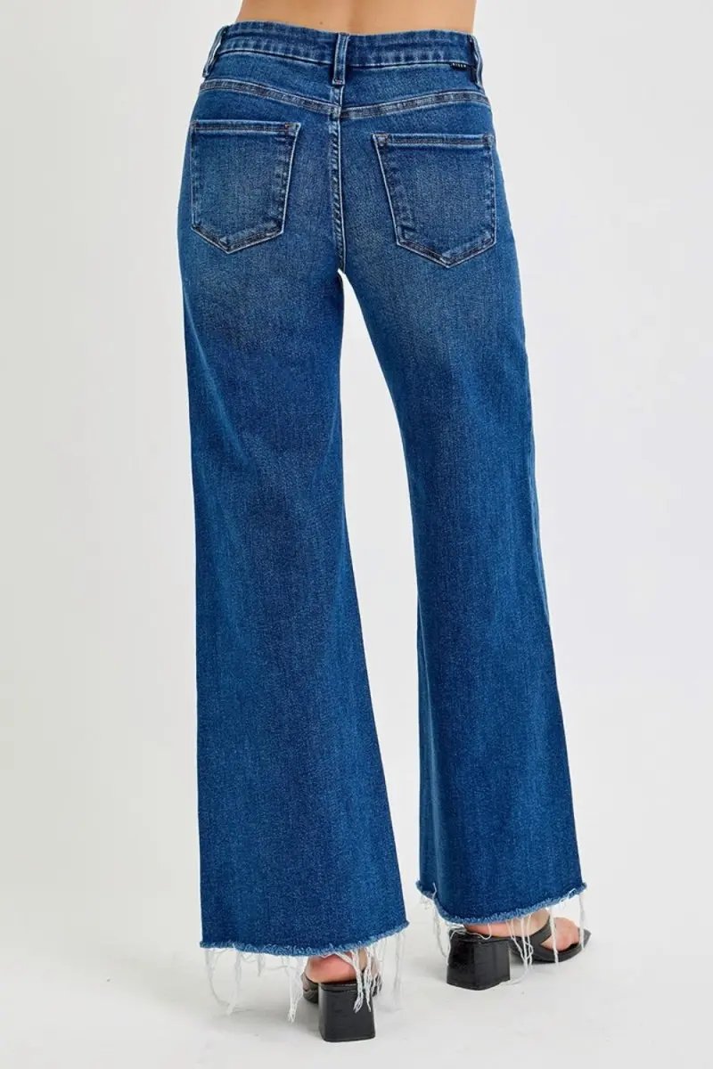 T-Shirts Trendsi High Rise Wide Leg Jeans Women's Tummy Control Denim Jeans