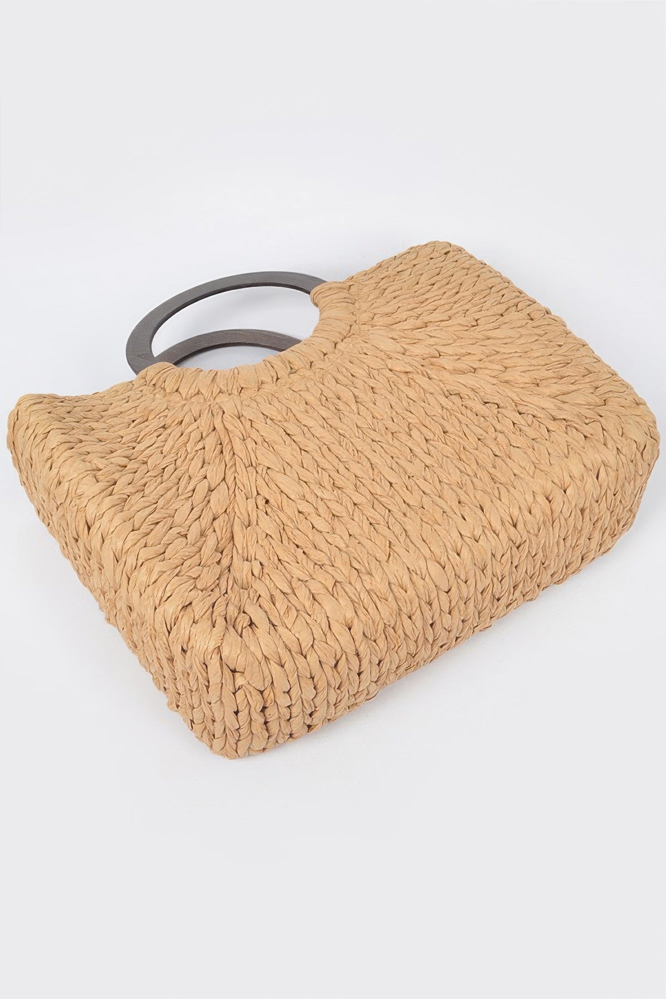 Round Handle Straw Tote Bag