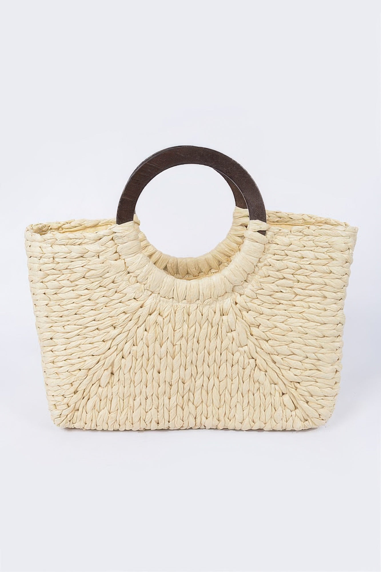 Round Handle Straw Tote Bag