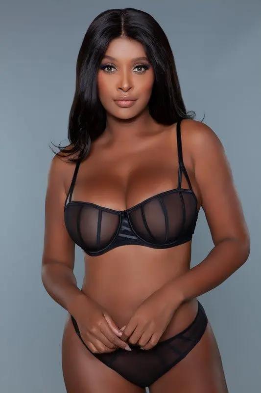 Pants Premium BE WICKED Sabrina Balconette Bra - Black, Size 34A, Underwire Support, Adjustable Straps