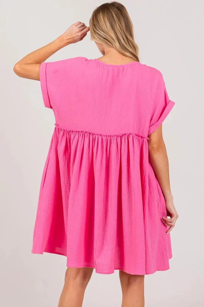 Shirts Trendsi SAGE+FIG Button-Up Dress Women's Everyday Casual Short Sleeve Lightweight