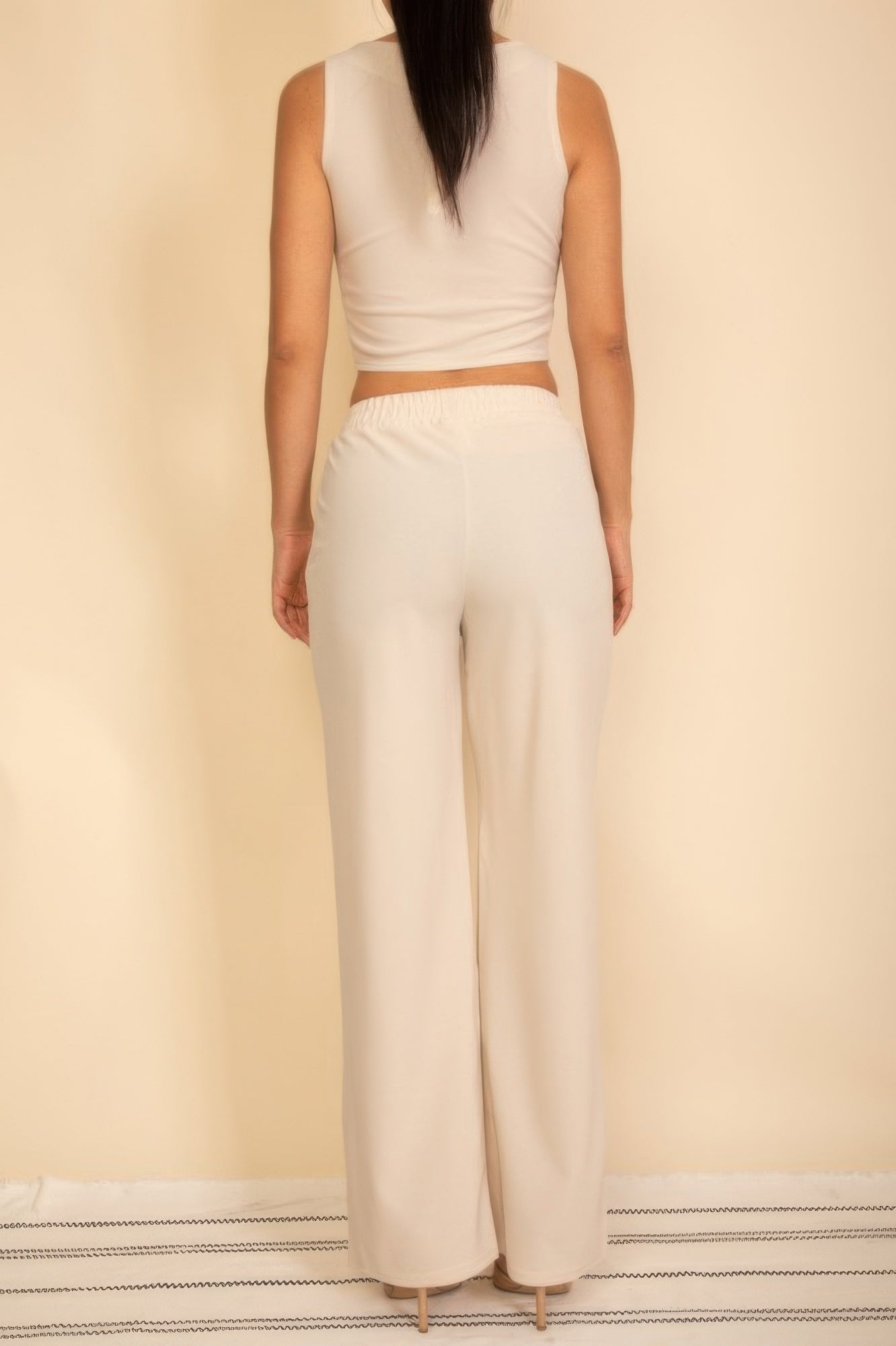 Scoop Neck Button Vest & Wide Leg Pants Set