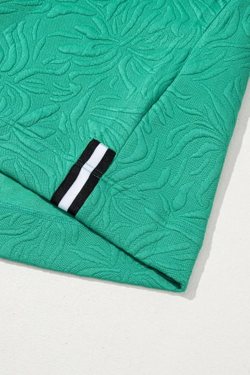 Love Salve Green Jacquard Mini Dress — Textured Casual Shift