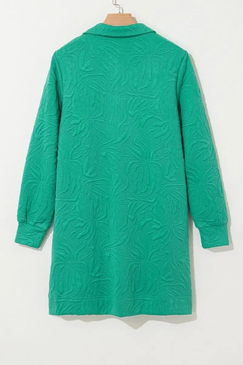 Love Salve Green Jacquard Mini Dress — Textured Casual Shift
