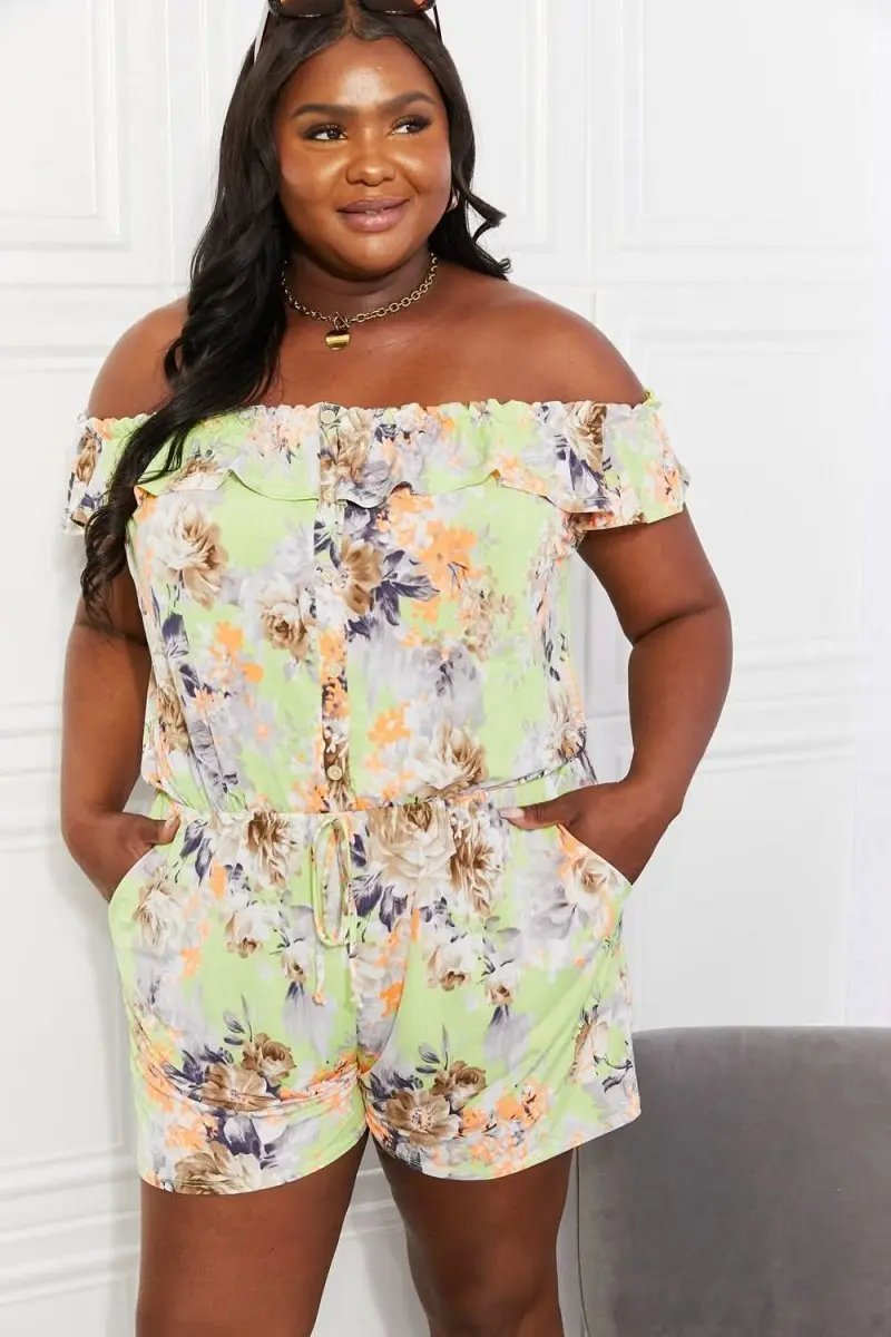 Accessories Lovesalve WS Floral Romper Women's Off-Shoulder Cute Jumpsuit USA Ship