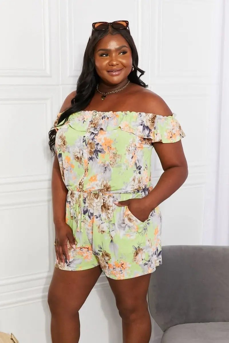 Accessories Lovesalve WS Floral Romper Women's Off-Shoulder Cute Jumpsuit USA Ship