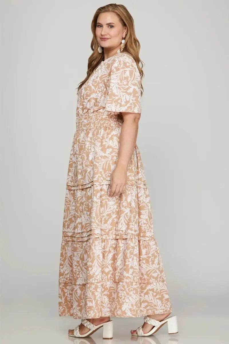 Dresses Trendsi Printed Maxi Dress Women's Casual Tiered Pintuck Woven Summer Dress