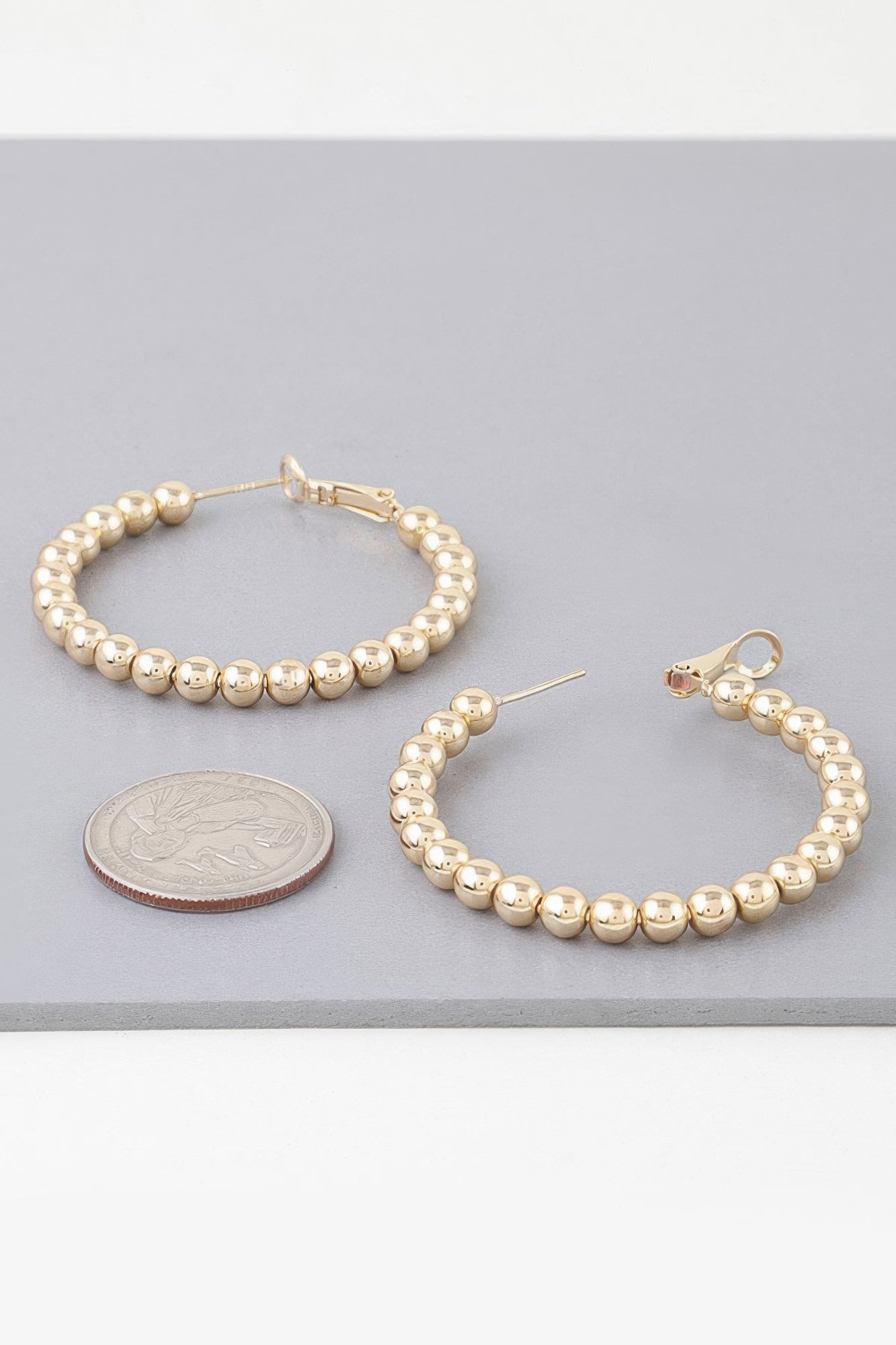 Shiny Beaded Hoop Earrings