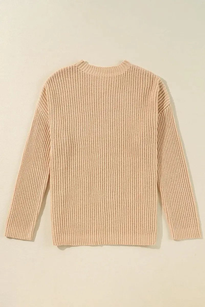 Sweaters Trendsi Side Slit Sweater Women's Casual Long Sleeve Round Neck Cozy Knit Top