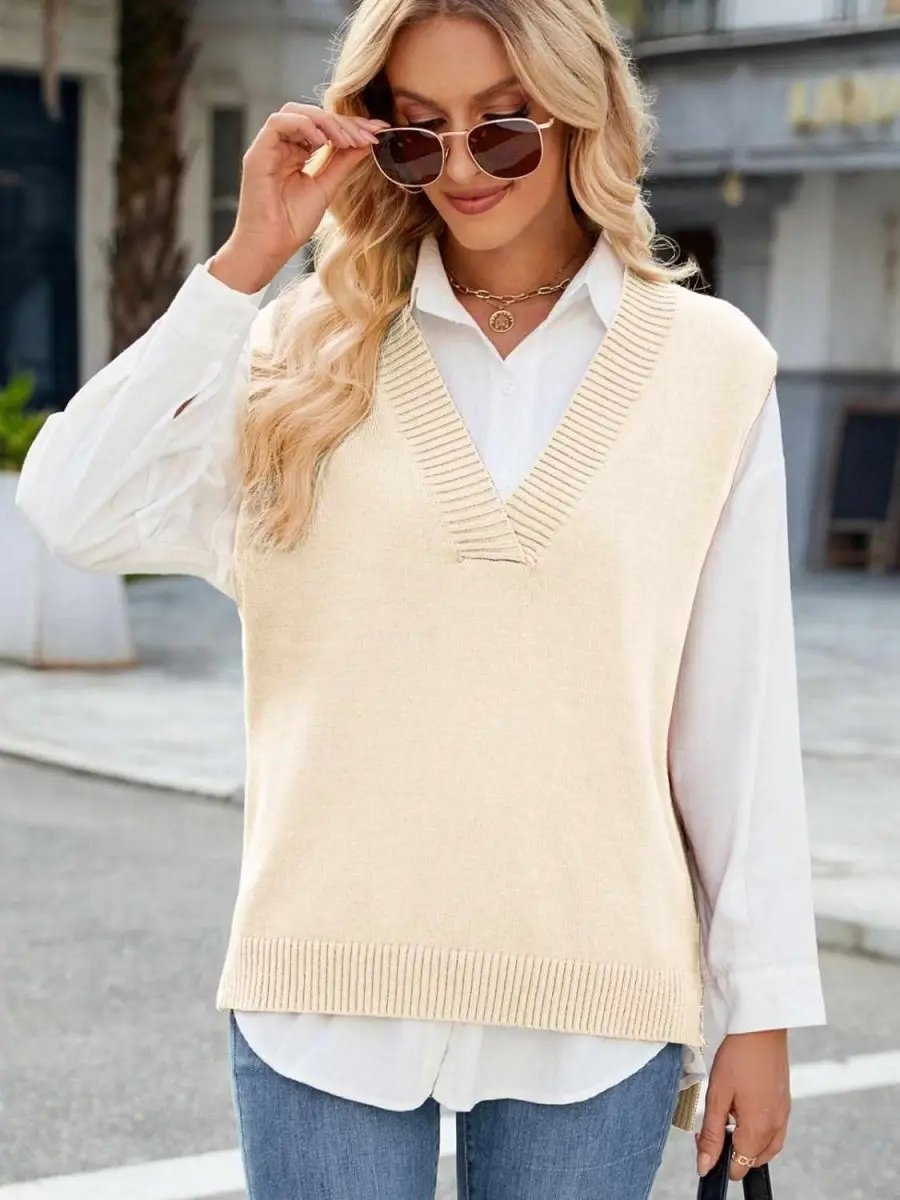 Sweater Vest - V-Neck Acrylic - Women's Layering Fashion