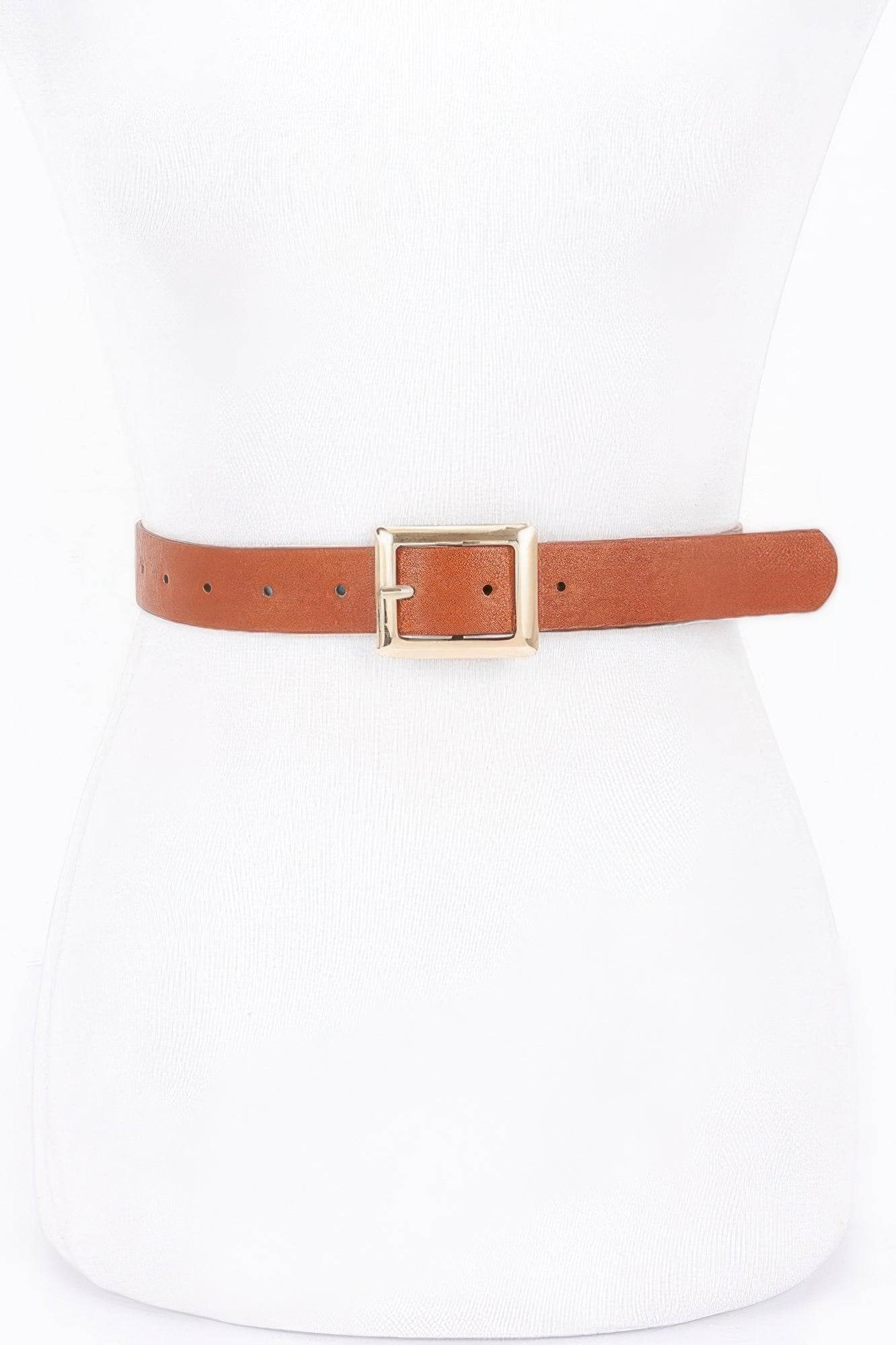 Simple Square Buckle Faux Leather Belt